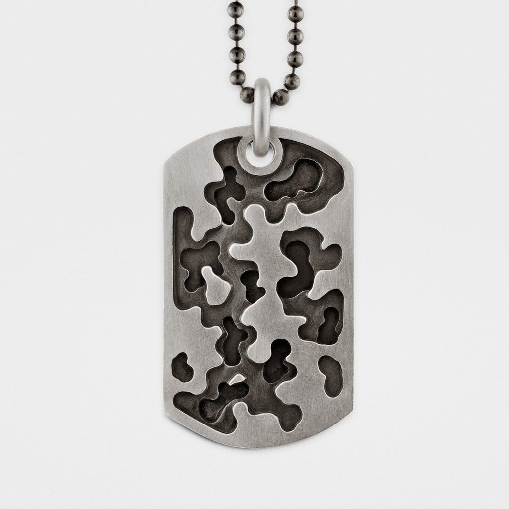 Camouflage Dog Tag Necklace in Sterling Silver