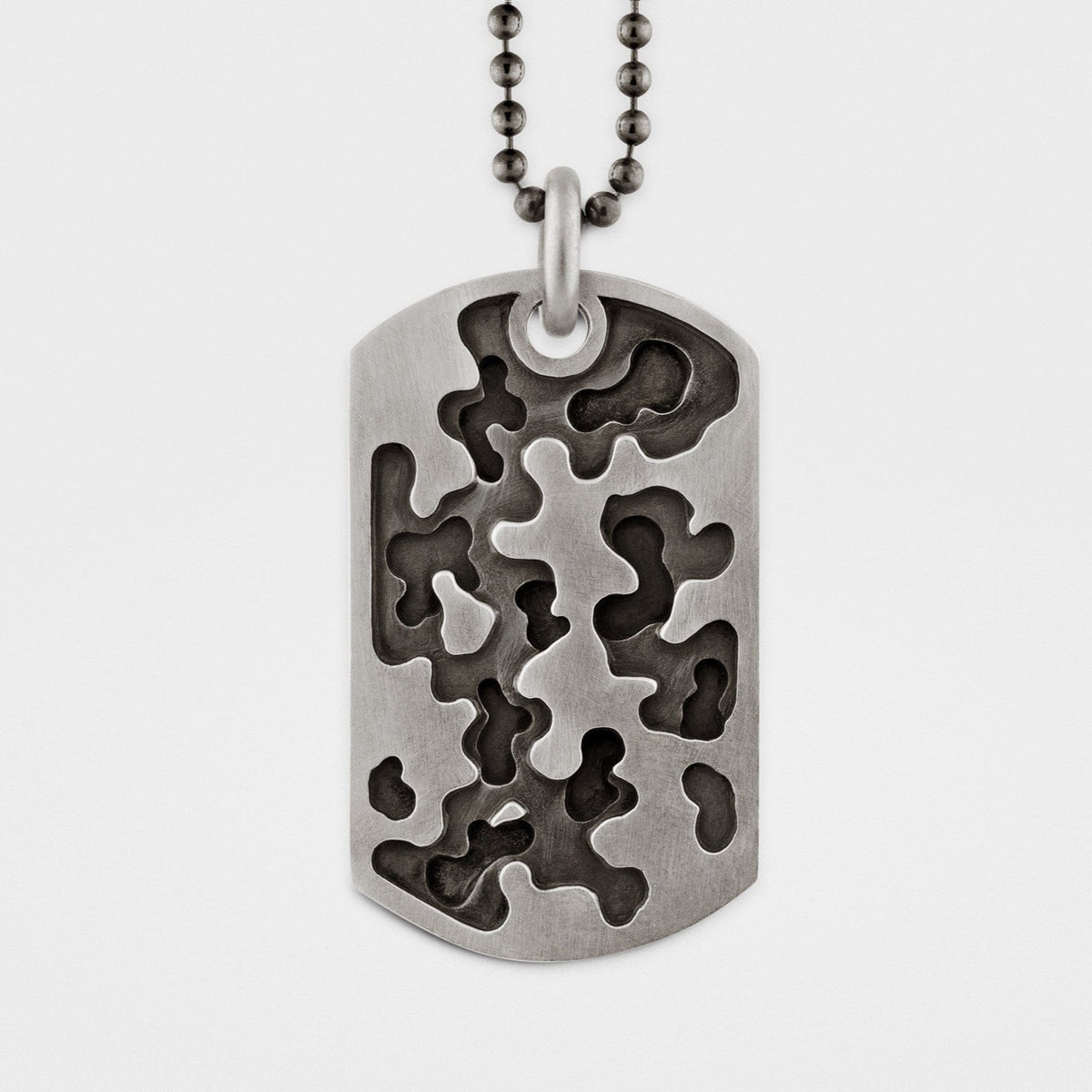 Camouflage Dog Tag Necklace in Sterling Silver